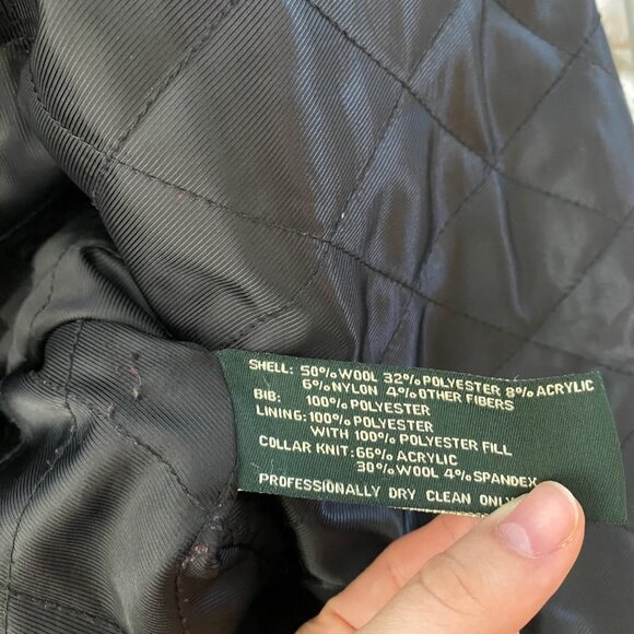 Lauren Ralph Lauren Wool Single Breasted Lined Pea Coat Jacket Black Large - Picture 5 of 7